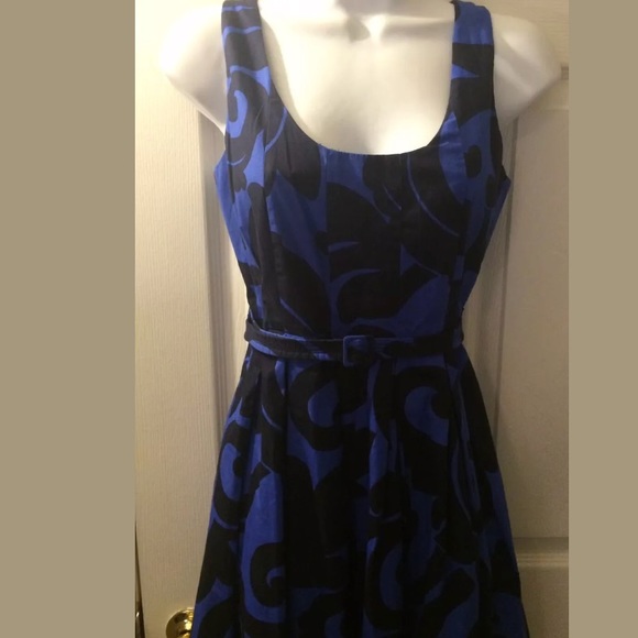 J. CREW Balustrade Blue Belted Scroll Floral Print Dress Knit Shift Sheath - Picture 3 of 8